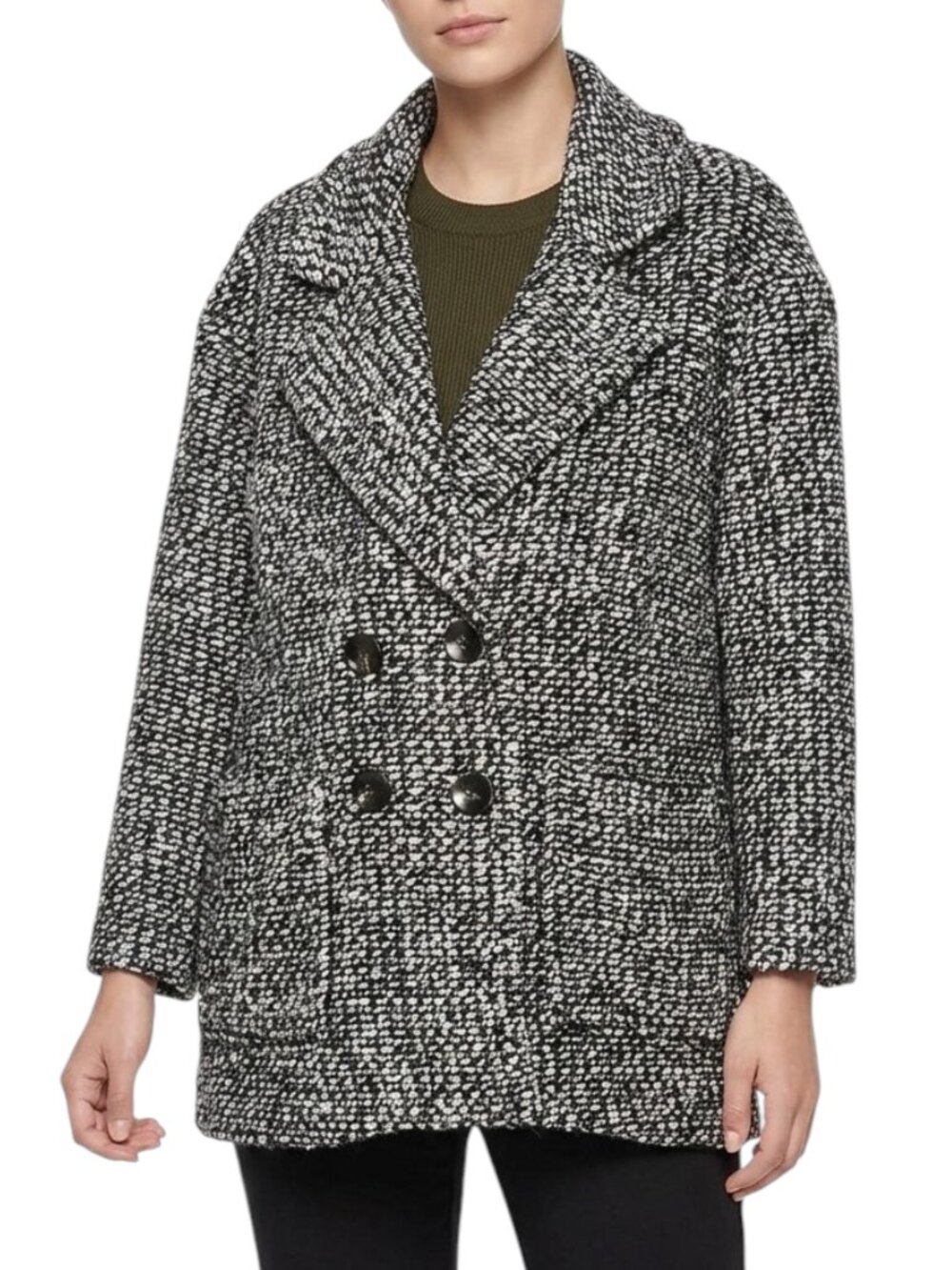 HATCH The Bristol Maternity Coat, Black and White, Size 3 L NWOT, Warm Outerwear